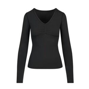 Skims Cotton Jersey Shirred Long Sleeve LS-LST-10034W Soot XS